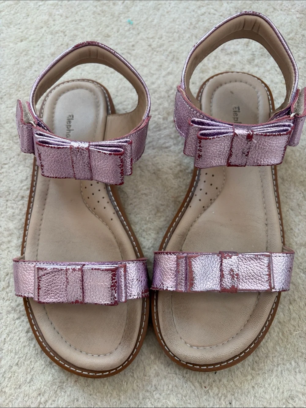 Elephantito Metallic Pink Bow Strap Sandals